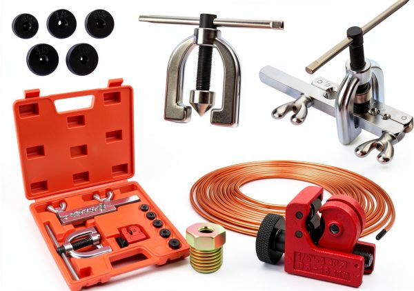 carleef Brake Line Flaring Tool Kit 3/16 Red 25Ft Copper Nickel Hose-5