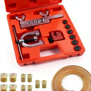 carleef Brake Line Flaring Tool Kit 3/16 Red 25Ft Copper Nickel Hose-0
