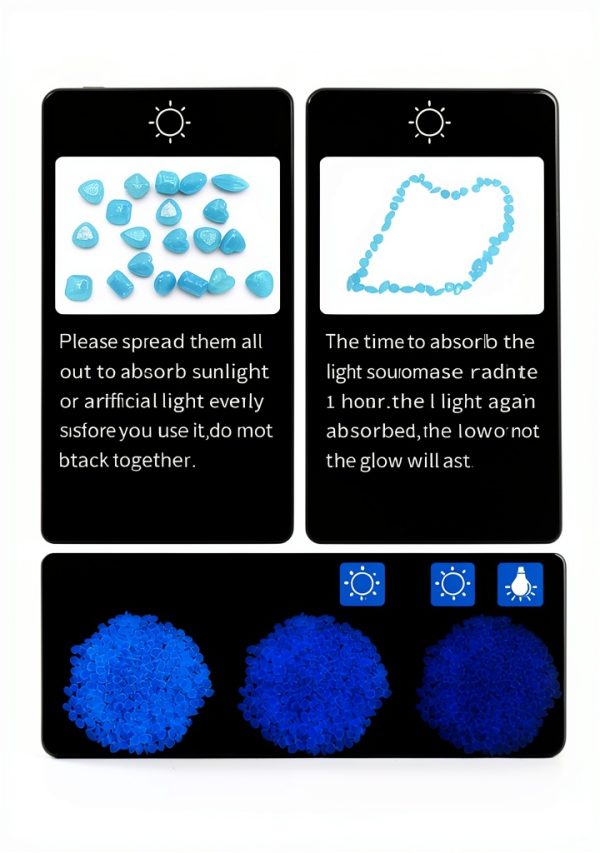 Glow Stones 300pc 0.4-0.6" Blue Resin Pebbles for Garden Paths-2