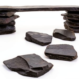 Natural Slate Stone Rocks Blue Handcart Décor 3lb Mix 2-3in & 8in-0