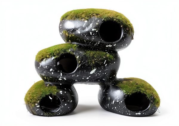 Stone Aquarium Hideaway Decoration PINVNBY Resin Rock with Moss 4‑Cave-5