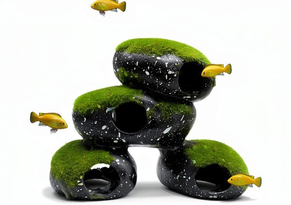 Stone Aquarium Hideaway Decoration PINVNBY Resin Rock with Moss 4‑Cave-0