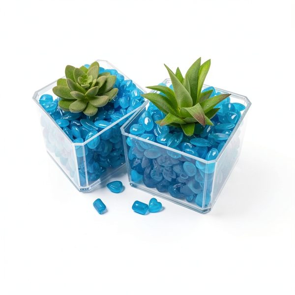 Glow Stones 300pc 0.4-0.6" Blue Resin Pebbles for Garden Paths-1