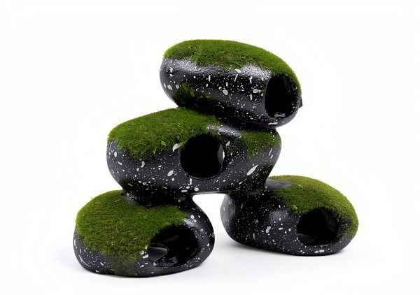 Stone Aquarium Hideaway Decoration PINVNBY Resin Rock with Moss 4‑Cave-2