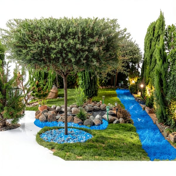 Glow Stones 300pc 0.4-0.6" Blue Resin Pebbles for Garden Paths-5