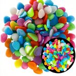150 PCS Luminous Stones – Mixed Color Glow Rocks Decorations DIY Decorative Pebbles for Aquarium Fish Tank Sidewalk Garden Path Patio Terrace Lawn Yard Ornaments Colorful Cobbles Decor FD05MX150-0